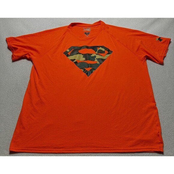 Under Armour Superman Shirt Mens XL DC Comics Alter Ego Orange Camo Loose Fit ** - Picture 1 of 10